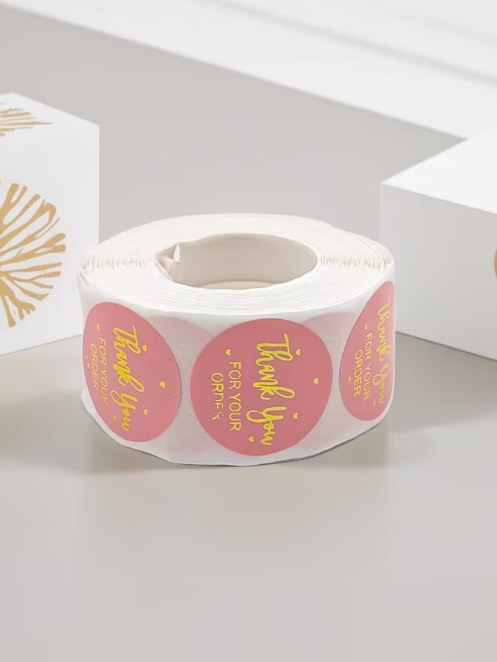 Pink "Thank You For Your Order" Round Stickers - Pack - Picture 2 of 4